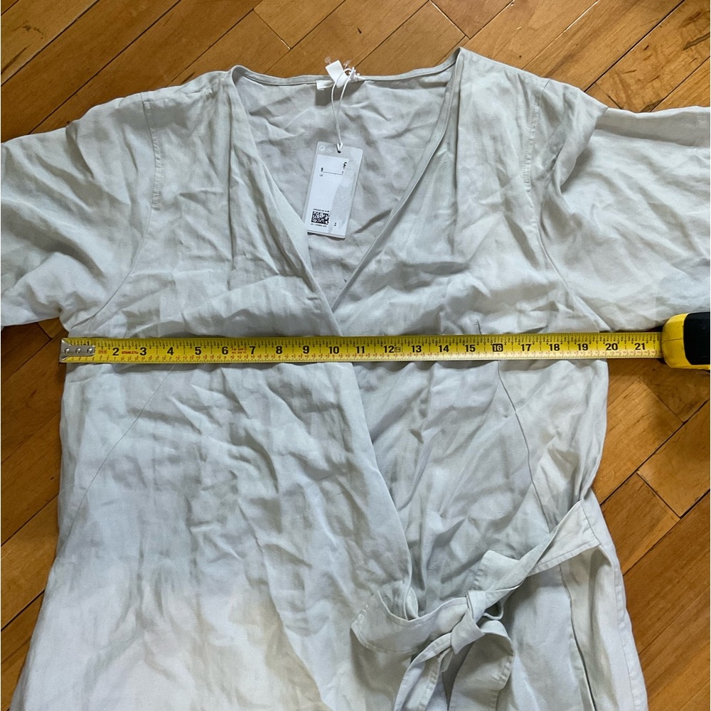 COS MINI WRAP DRESS IN DUSTY LIGHT GREEN - Picture 11 of 15